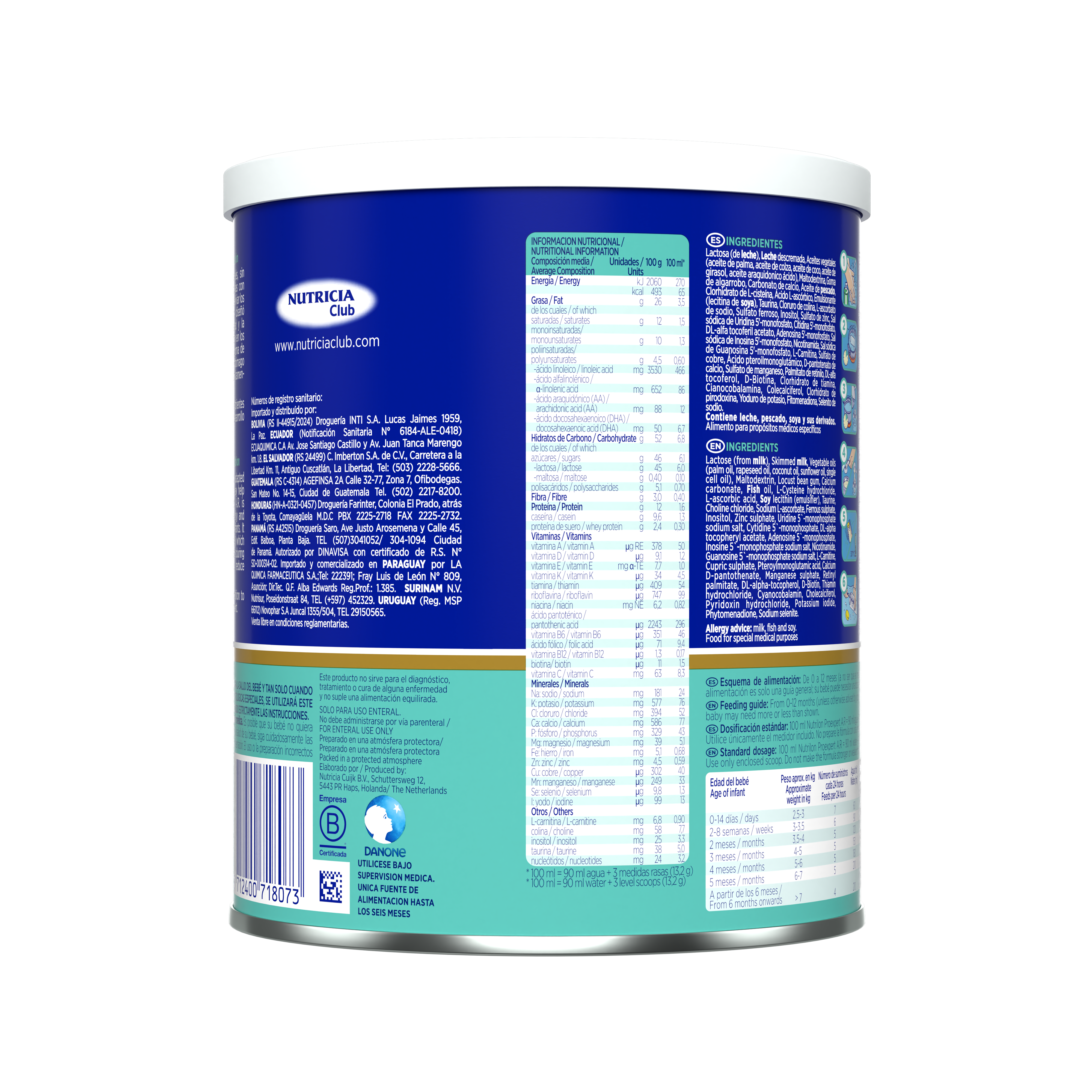 Nutrilon Proexpert AR fórmula antireflujo lata azul turquesa 400g para bebés recién nacidos - Nutricia Ecuador