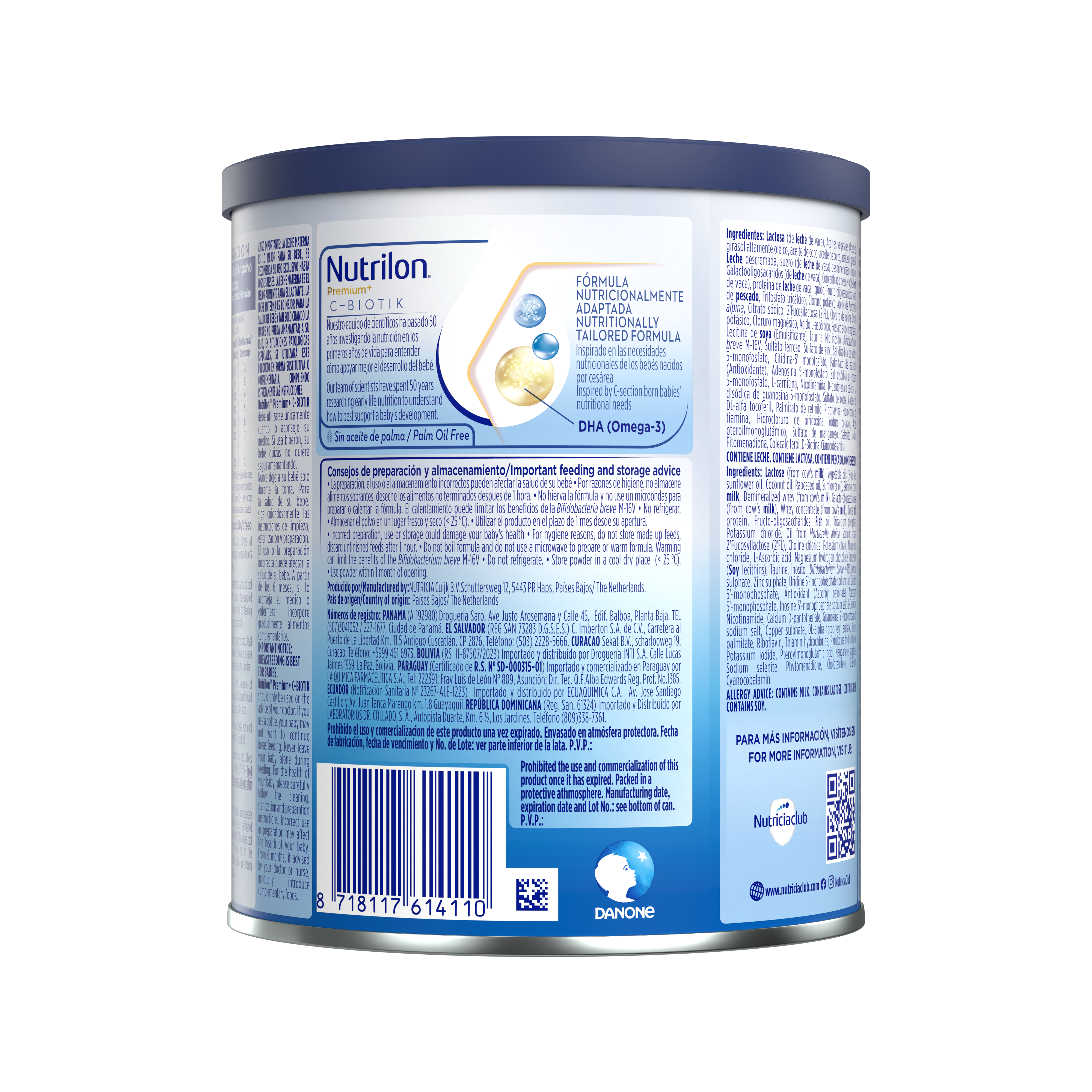 Nutrilon Premium + C-Biotik fórmula en polvo inspirada en las necesidades nutricionales de los bebés nacidos por cesárea lata de 400g para bebés de 0 a 12 meses - Nutricia Ecuador