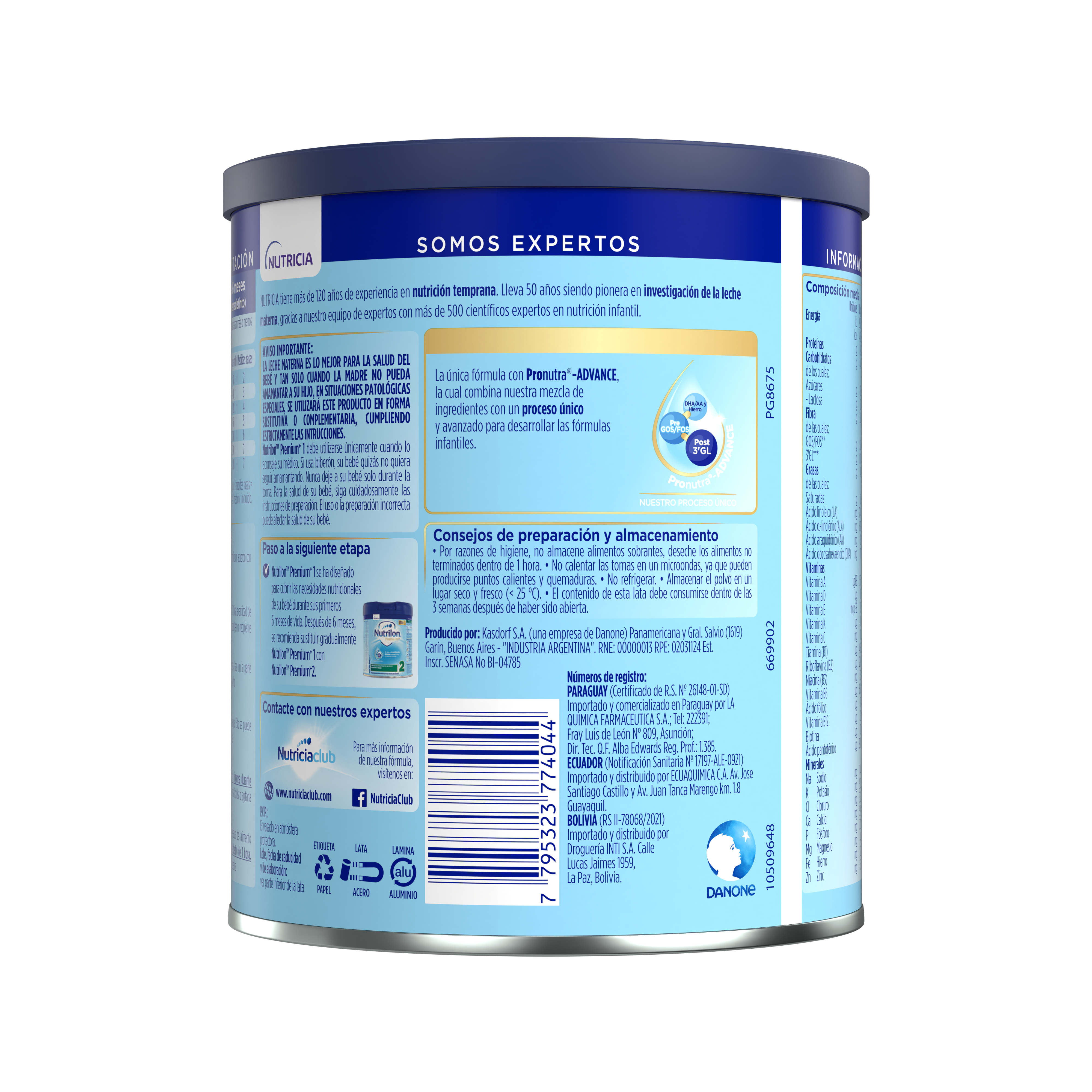 Nutrilon Premium + 1 Nutrilon 1 fórmula infantil polvo etapa 1 inicio lata azul claro azul oscuro 400g para bebés 0 a 6 meses - Nutricia Ecuador