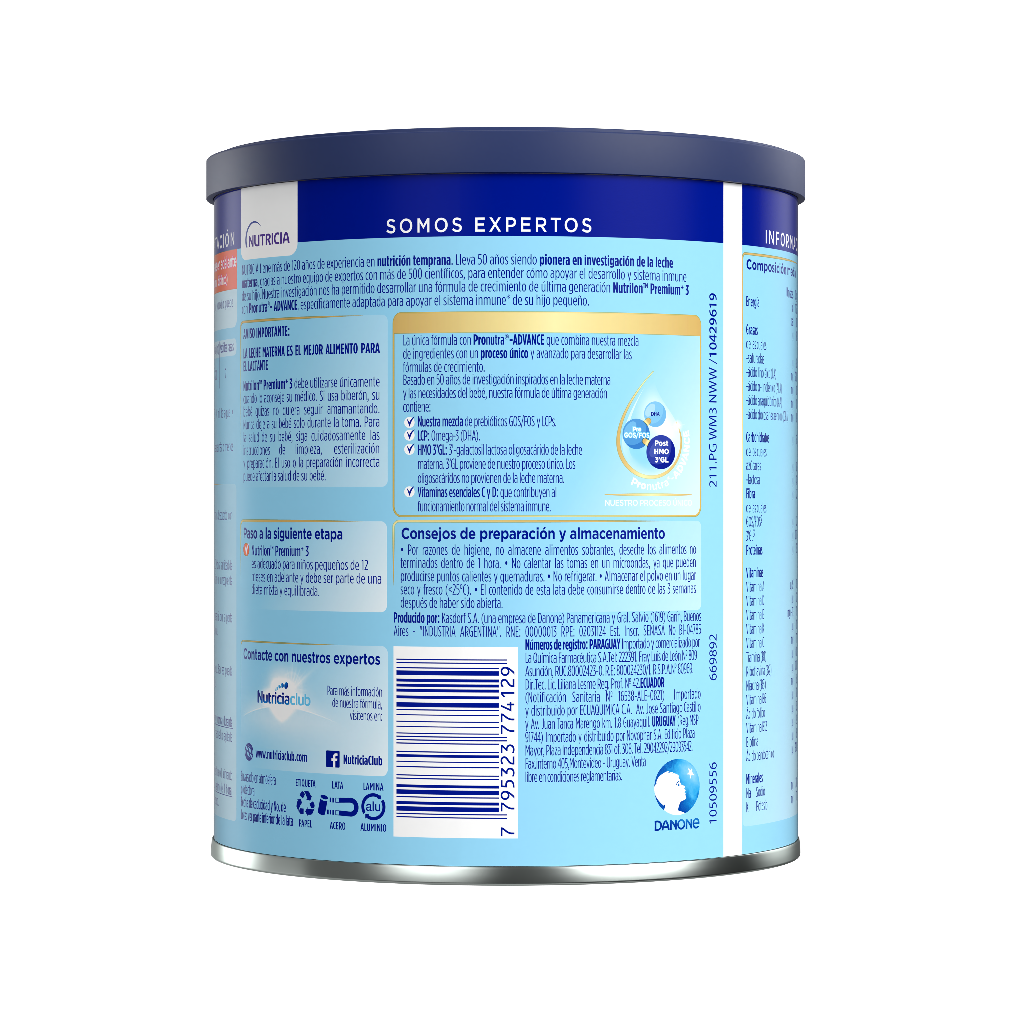 Nutrilon Premium + 3 Nutrilon 3 fórmula crecimiento polvo etapa 3 para niños pequeños lata azul claro naranja 400g para bebés desde 12 meses – Nutricia Ecuador