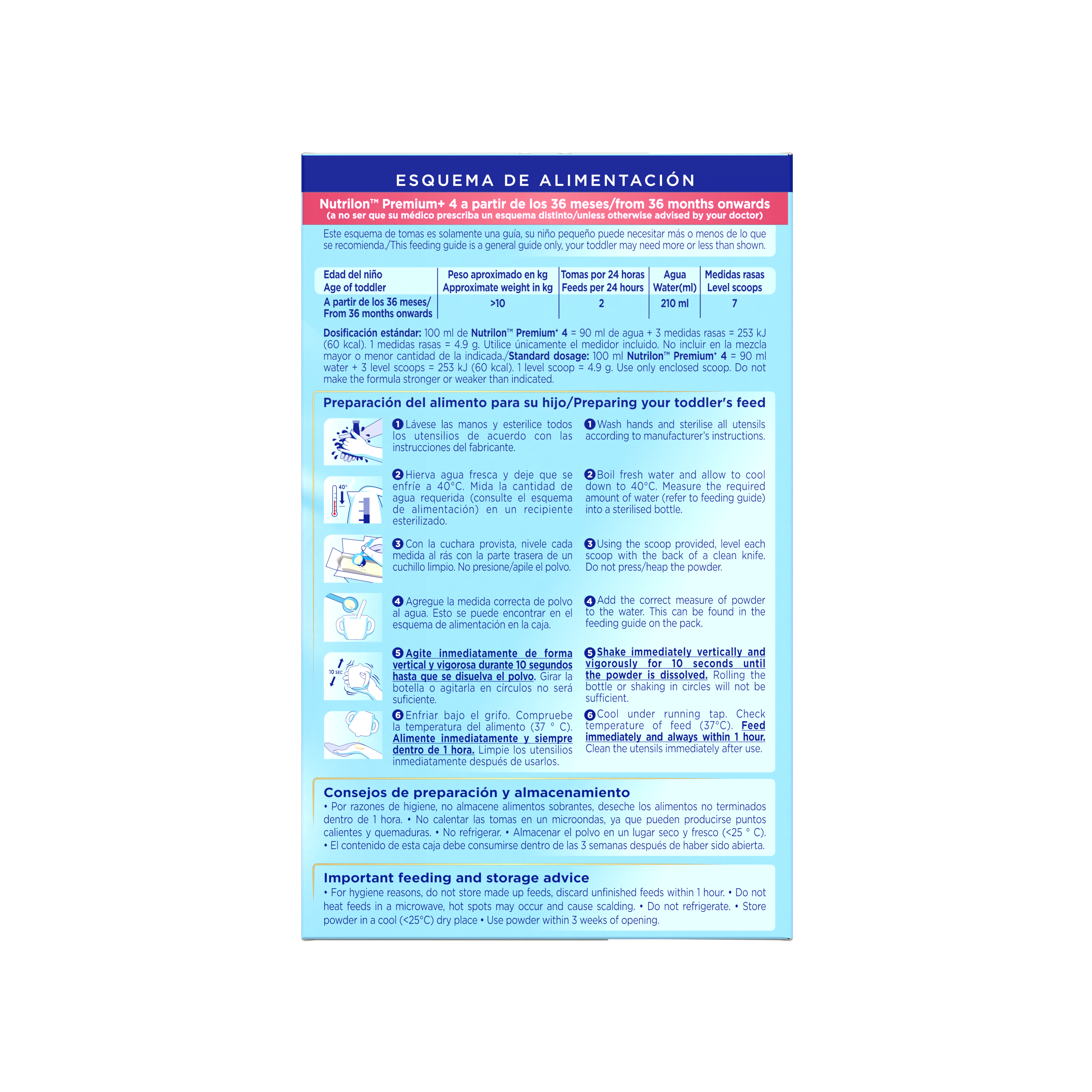 Nutrilon Premium + 4 Nutrilon 4 fórmula crecimiento polvo para niños pequeños envase azul claro rojo 1200g para bebés desde 36 meses costado izquierdo – Nutricia Ecuador