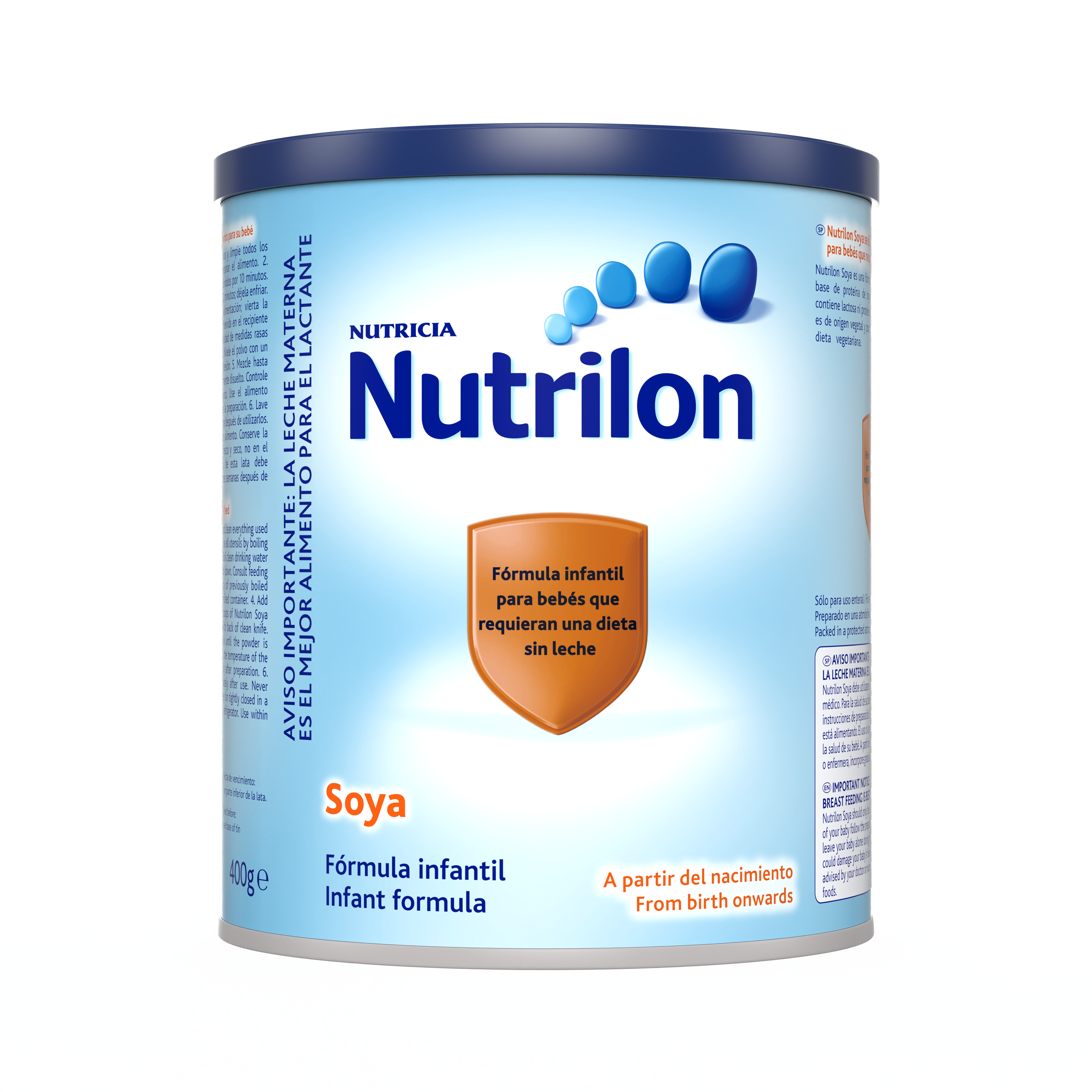 Nutrilon Soya fórmula en polvo de soya para bebés que requieran una dieta sin leche, de 0 a 12 meses, lata 400g 