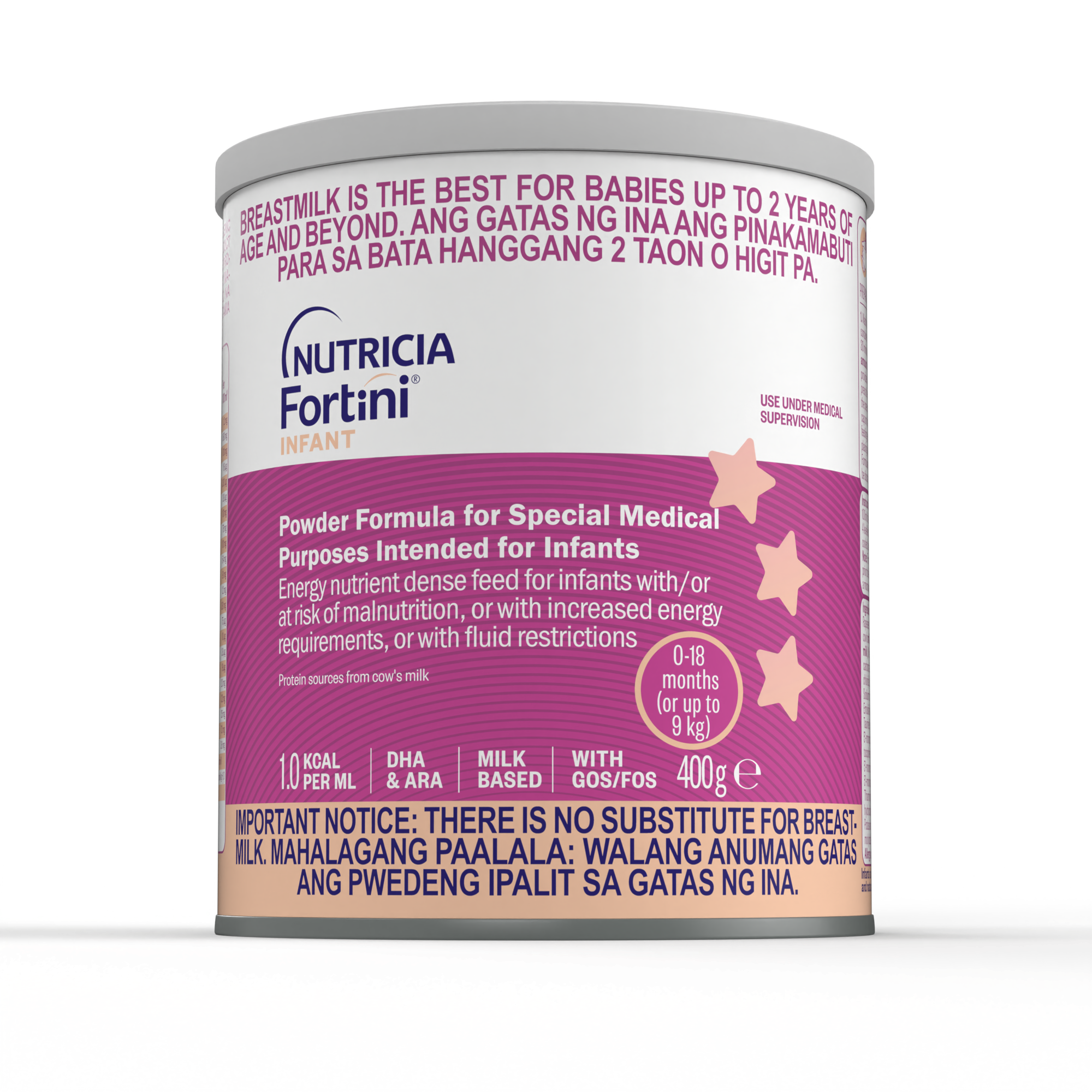 Fortini Infant Formula Energy Nutrient Dense Feed powder for infants up to 18 months in a 400 gram tin