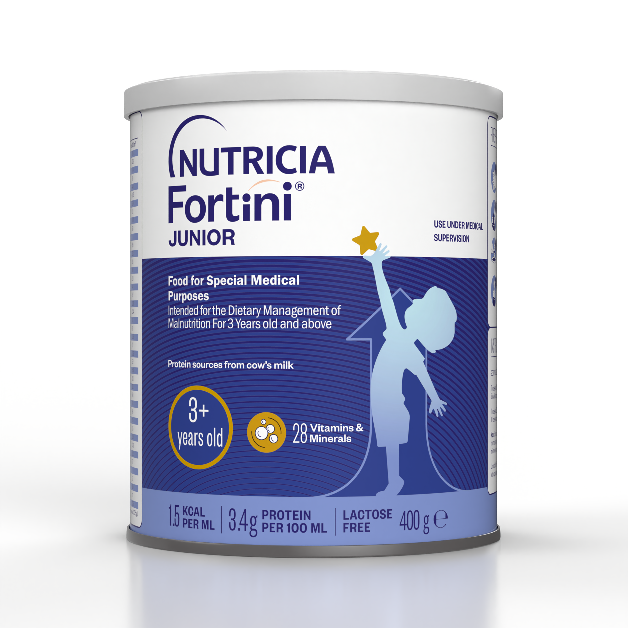 Fortini Junior 3+ Energy Nutrient Dense Oral Nutrition Supplement for Dietary Management of Malnutrition for Children Above 3 Years Old in a 400g tin