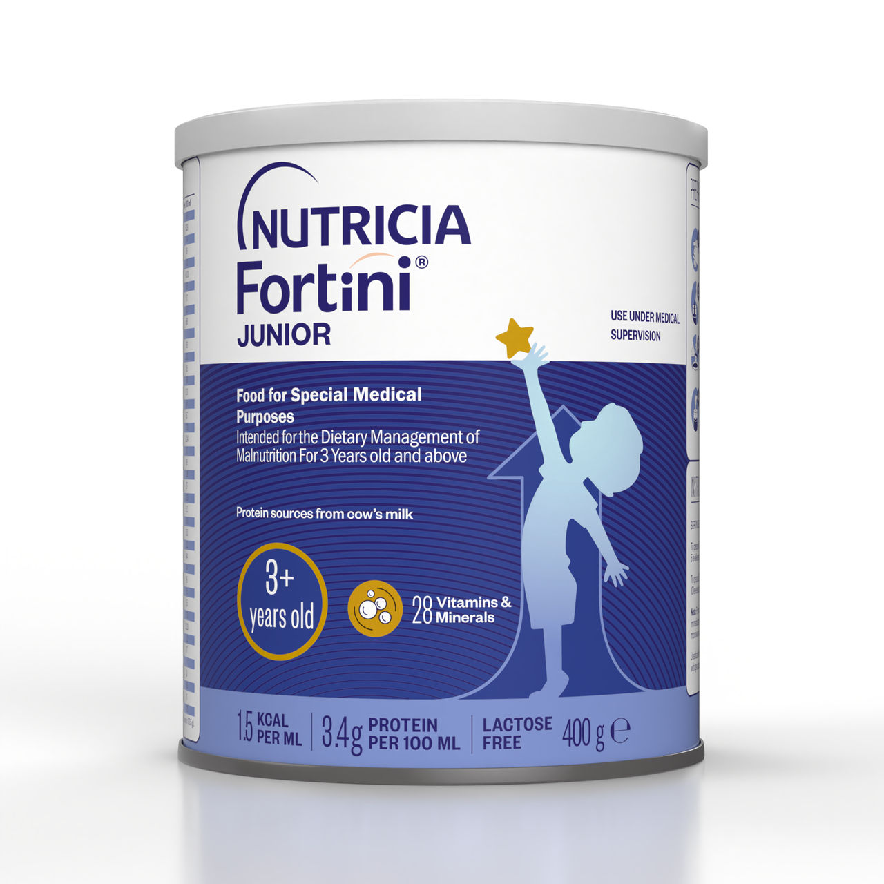 Fortini Junior 3+ Energy Nutrient Dense Oral Nutrition Supplement for Dietary Management of Malnutrition for Children Above 3 Years Old in a 400g tin