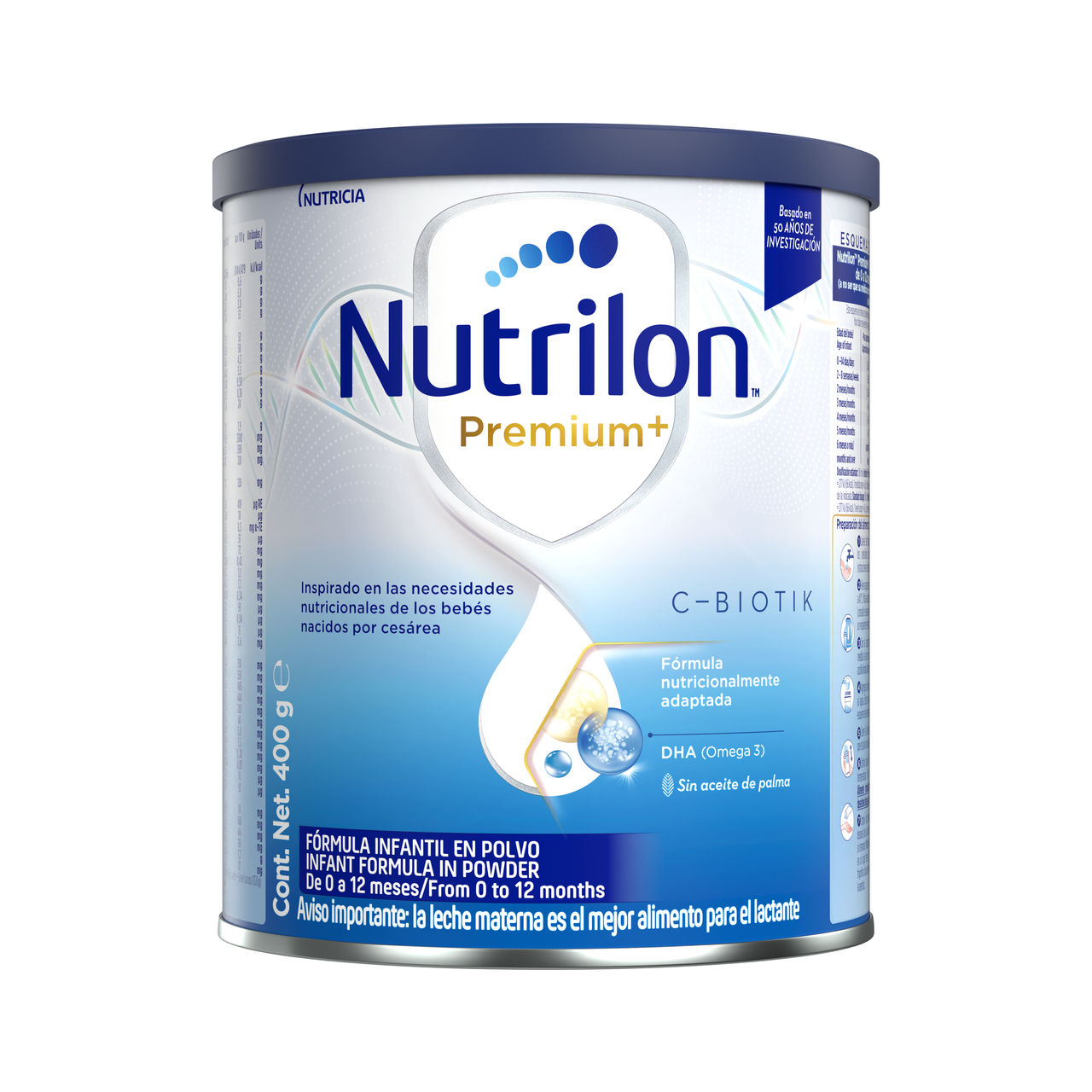 Nutrilon Premium + C-Biotik fórmula en polvo nutricionalmente adaptada para los bebés nacidos por cesárea lata 400g - Nutricia Ecuador