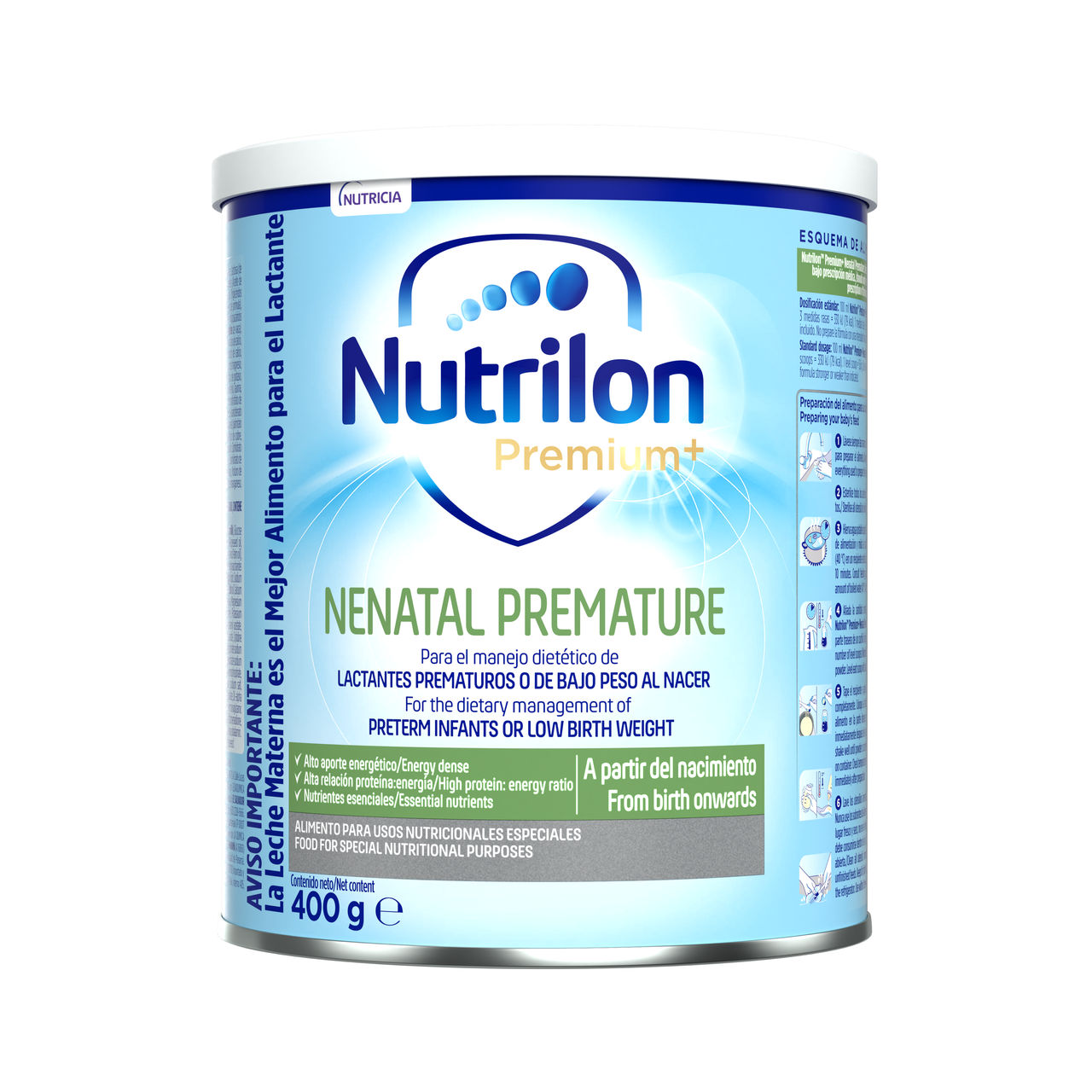 Nutrilon Premium + Nenatal Premature Nutrilon Premature fórmula polvo bebé prematuro bajo peso al nacer lata 400g para bebés a partir del nacimiento - Nutricia Ecuador