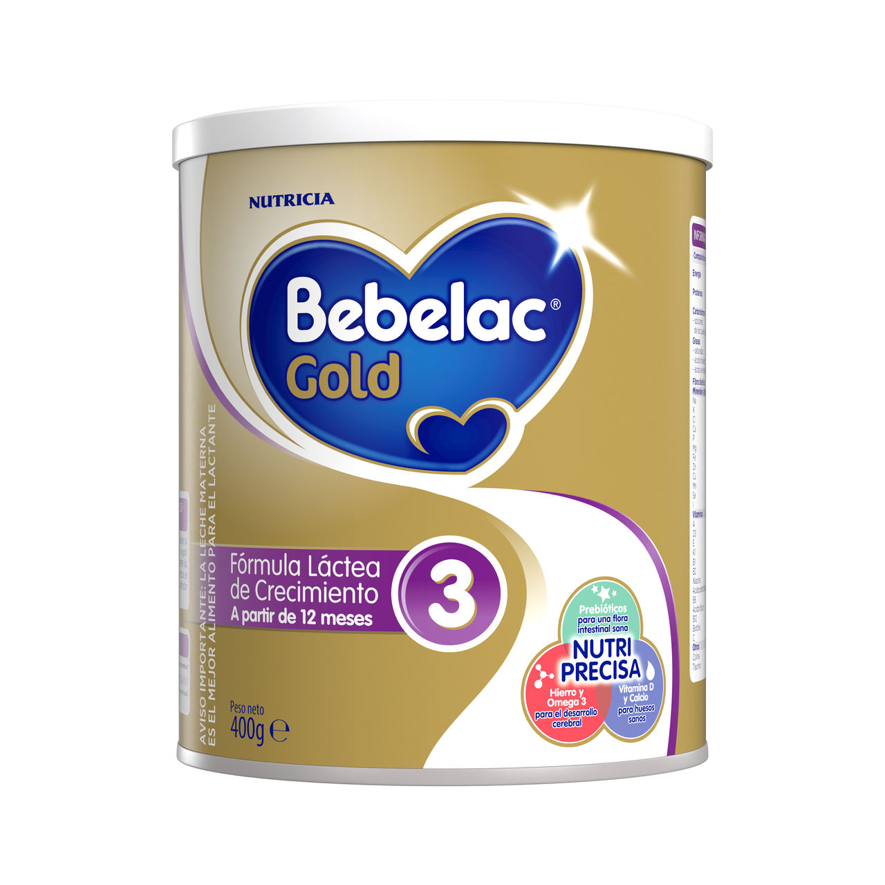 Bebelac ® Gold 3 fórmula láctea de crecimiento polvo para niños desde 12 meses lata 400g - Bebelac Ecuador