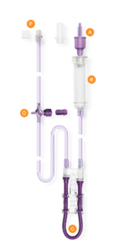 Nutricia Flocare Infinity Pack Set – medicinski pripomoček za enteralno hranjenje z ENFit povezavo, primeren za enkratno uporabo in zasnovan za gravitacijsko hranjenje.