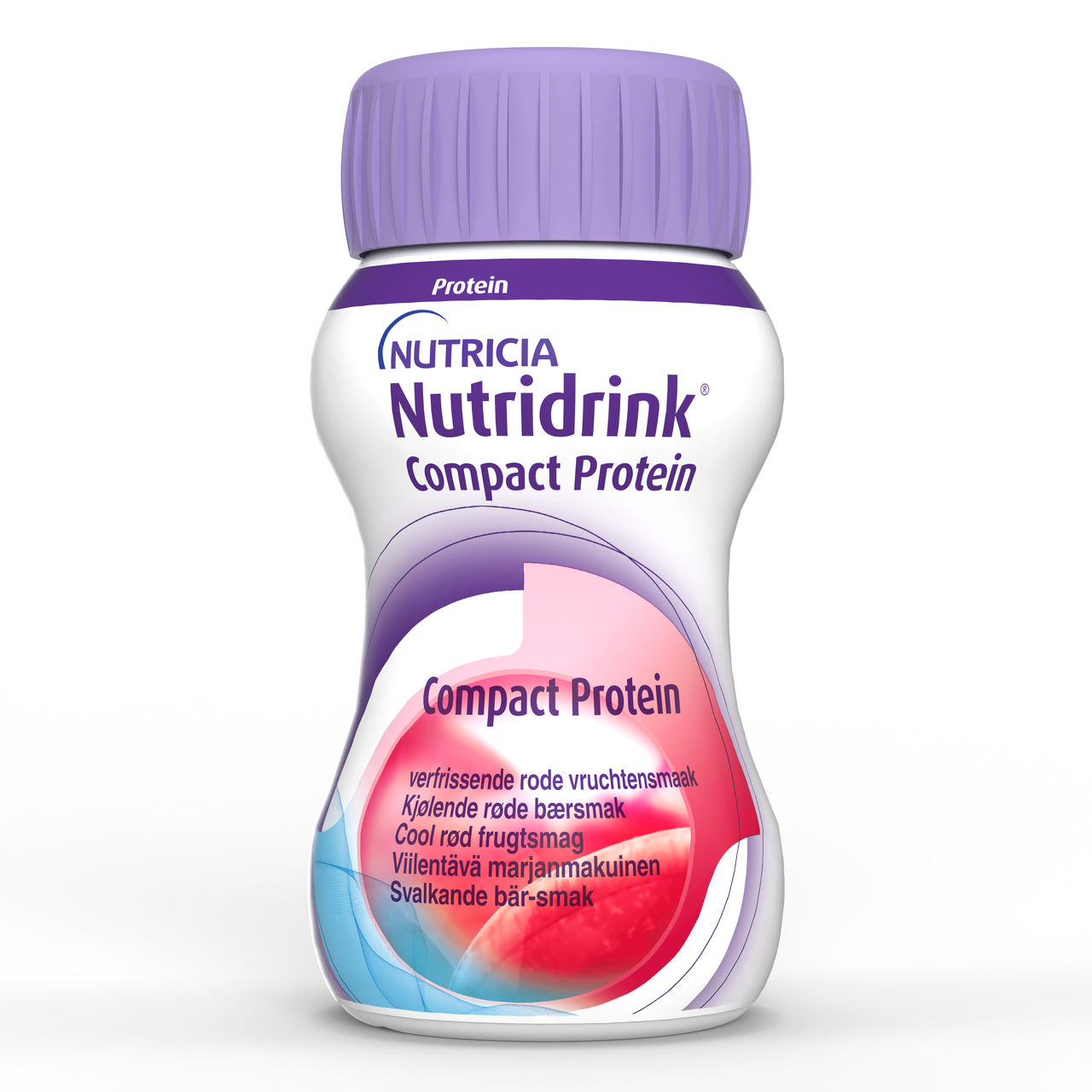 Nutricia Nutridrink Compact Protein – visokokaloričen (2,4 kcal/ml), visokobeljakovinski (18 g beljakovin/125 ml) mlečni napitek, v plastičnih 125 ml plastenkah (okus osvežilno rdeče sadje), živilo za posebne zdravstvene namene za prehransko uravnavanje bolezensko pogojene podhranjenosti. 